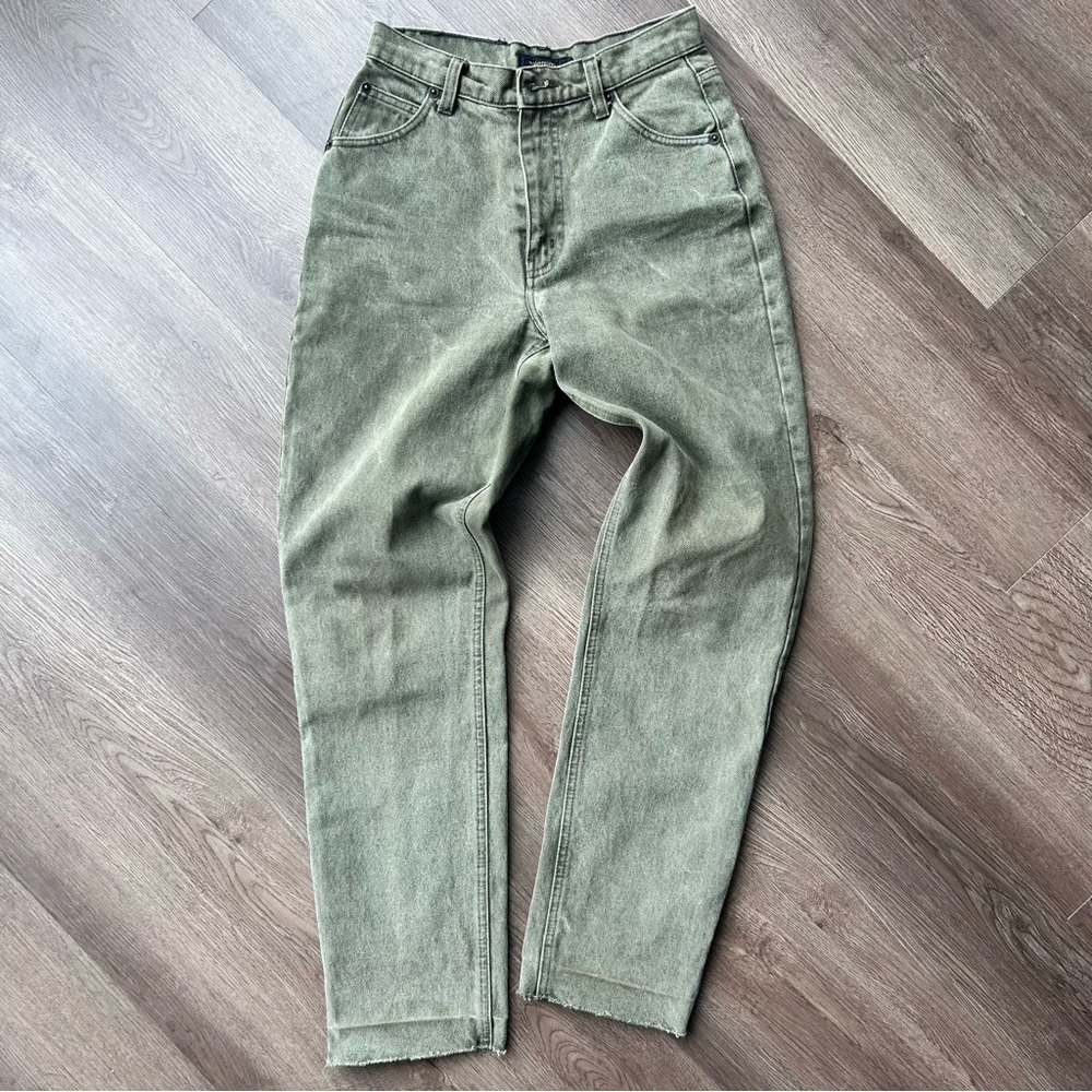Valentino Roma High Waisted Slim Leg Boyfriend Jeans - Green